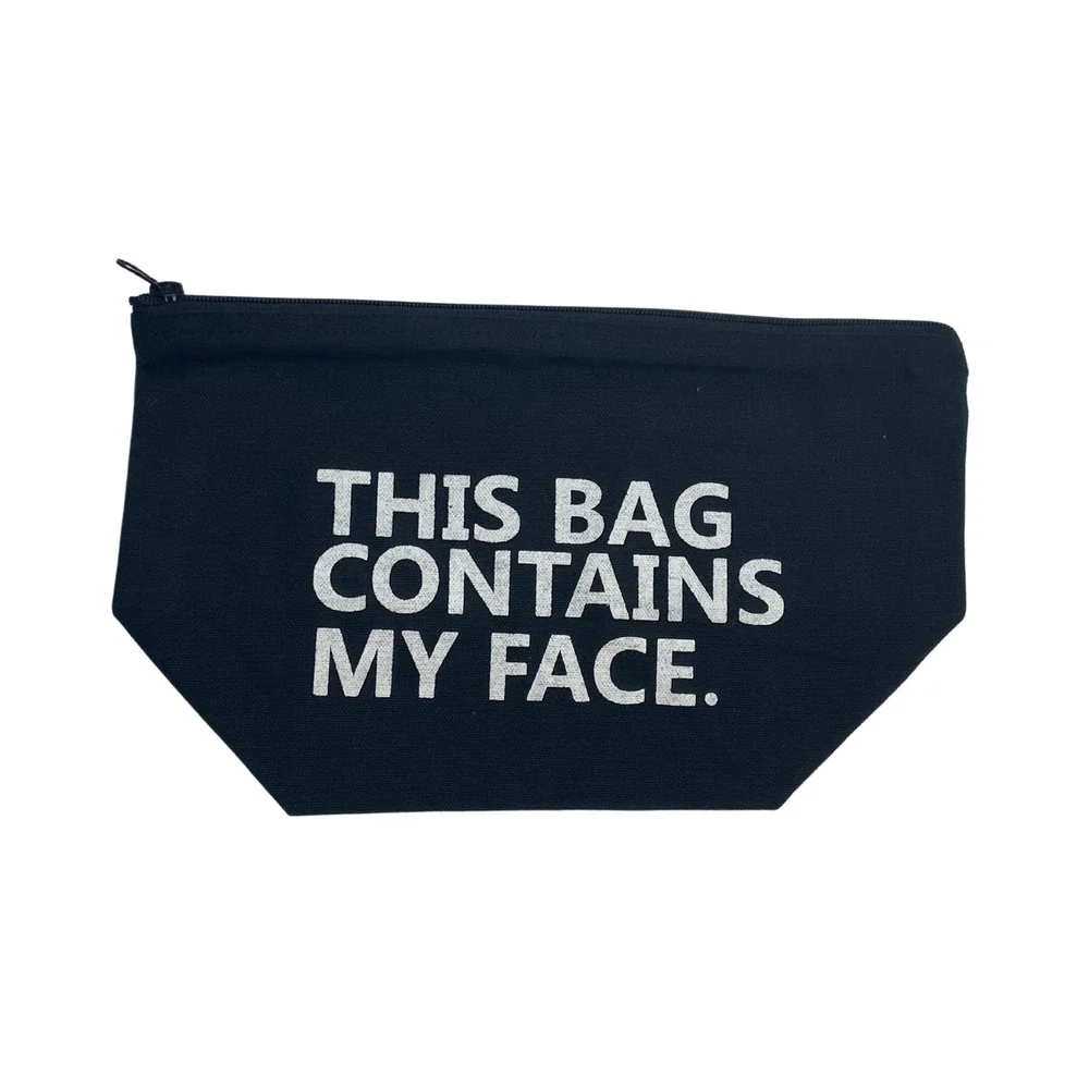 This Bag Contains My Face Makeup Bag Funny Black Cosmetic Pouch NEW